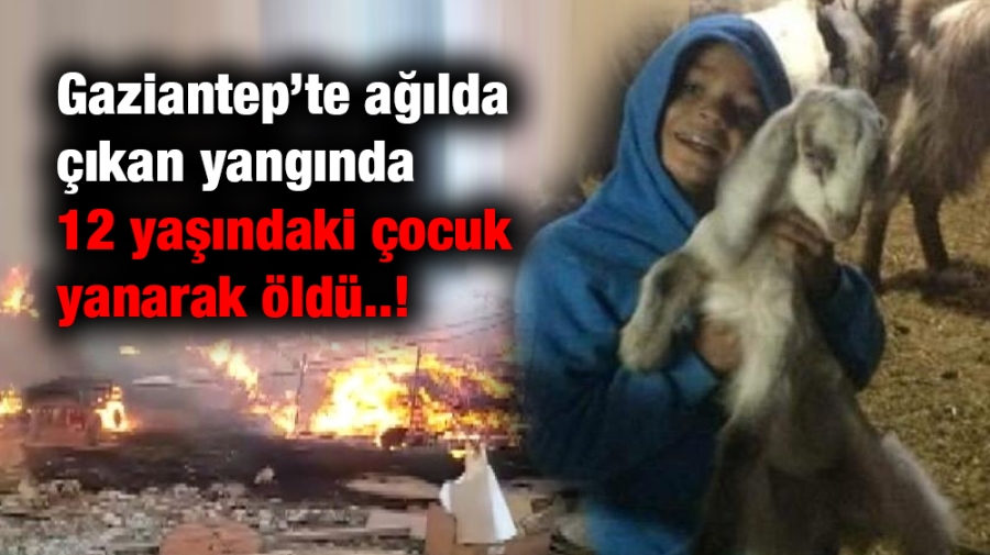 Gaziantep’te ağılda çıkan yangında 12 yaşındaki çocuk yanarak öldü