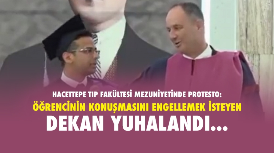 Mezuniyet töreninde öğrencinin konuşmasını engelleyen dekan yuhalandı!