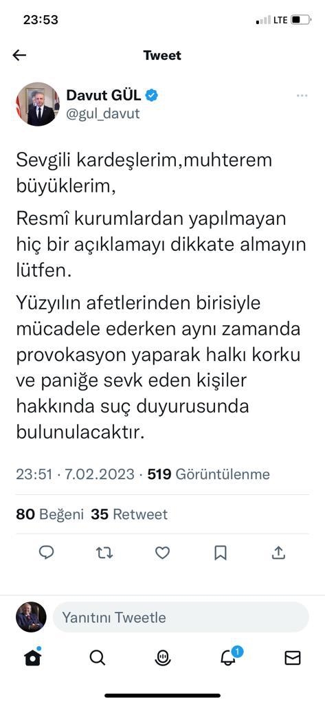 Validen provokasyon uyarısı