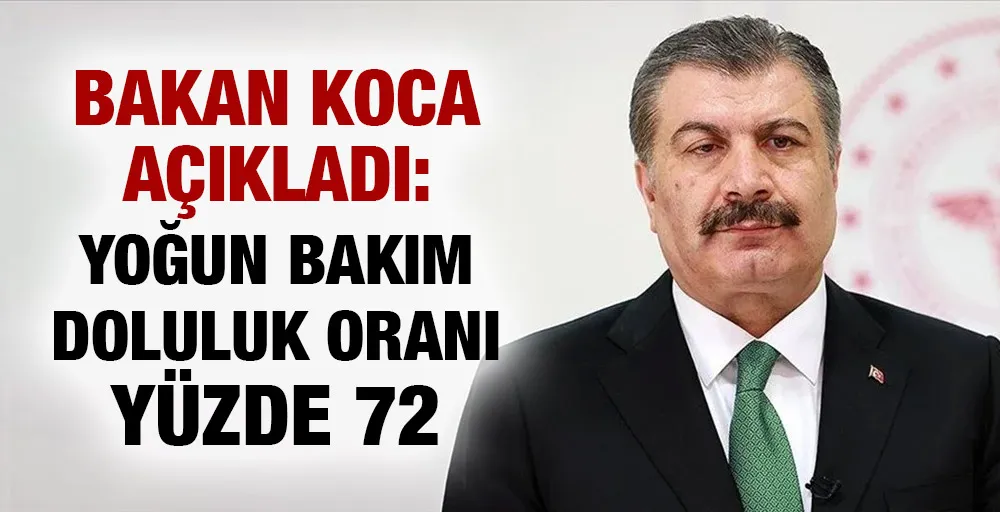 Bakan Koca açıkladı: Yoğun bakım doluluk oranı yüzde 72!