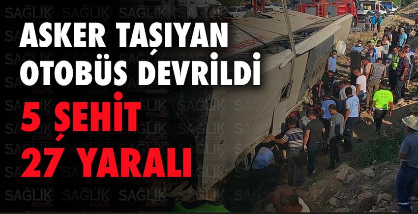 Askerleri Taşıyan Otübüs Devrildi