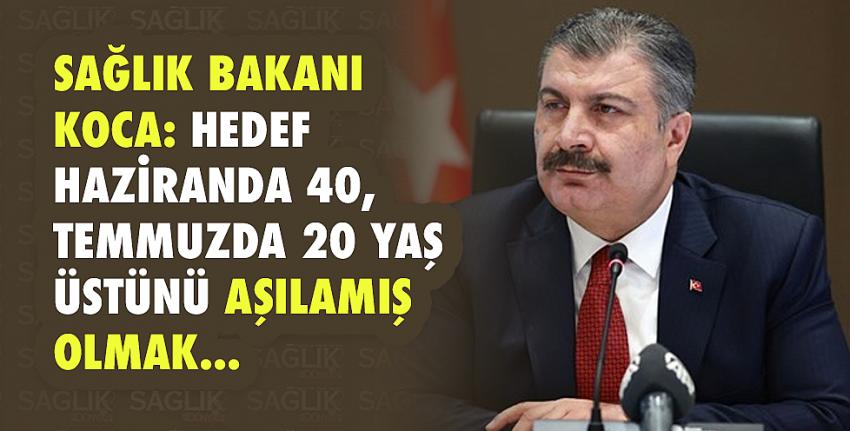 Sağlık Bakanı Koca: Hedef haziranda 40, temmuzda 20 yaş üstünü aşılamış olmak