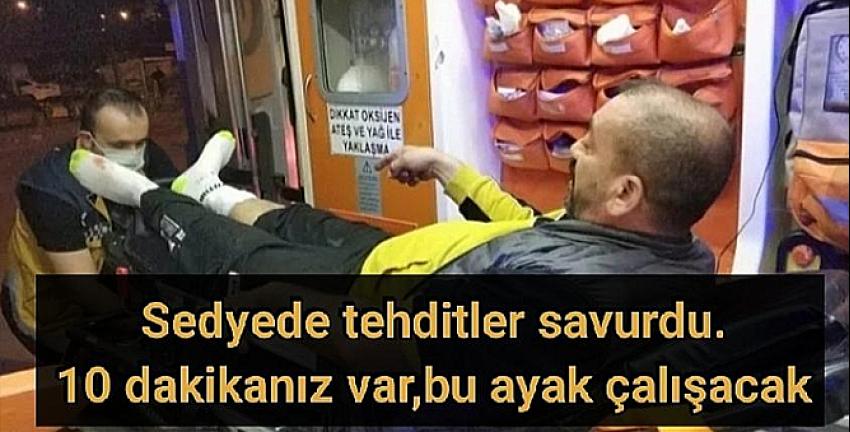 Silahlı saldırıda yaralandı, sedye üzerinde tehditler savurdu