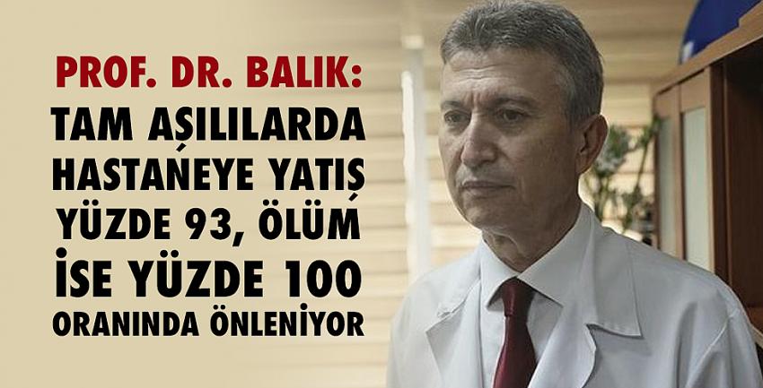 Prof. Dr. Balık: Tam aşılılarda hastaneye yatış yüzde 93, ölüm ise yüzde 100 oranında önleniyor