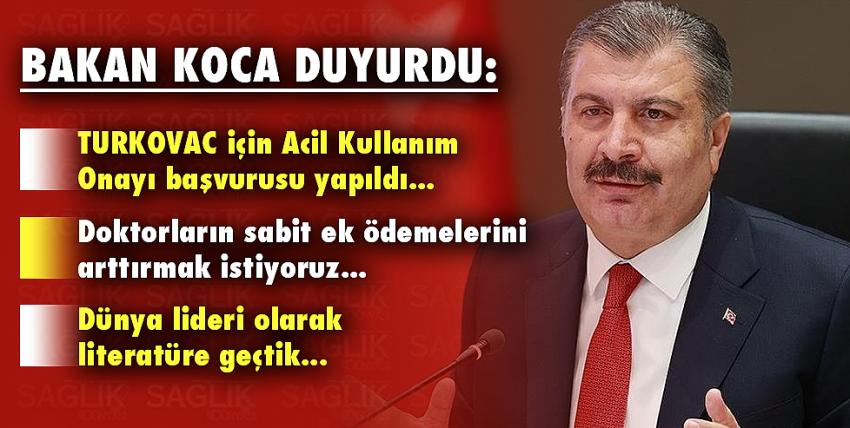 Bakan Koca duyurdu: TURKOVAC için Acil Kullanım Onayı başvurusu yapıldı