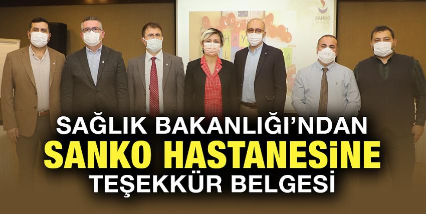 Sağlık Bakanlığı’ndan SANKO Hastanesine Teşekkür Belgesi